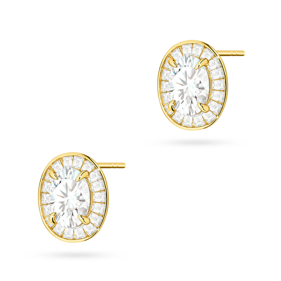 Pozlacené stříbrné náušnice pecky se zirkony