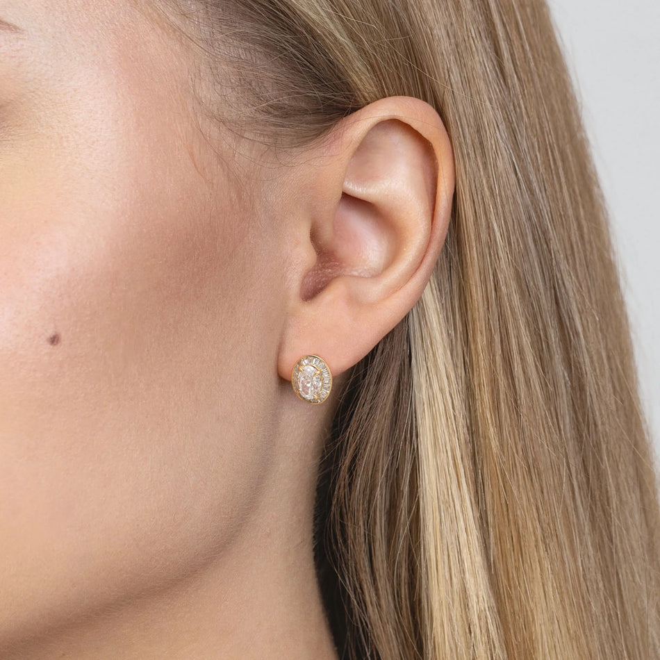 Pozlacené stříbrné náušnice pecky se zirkony