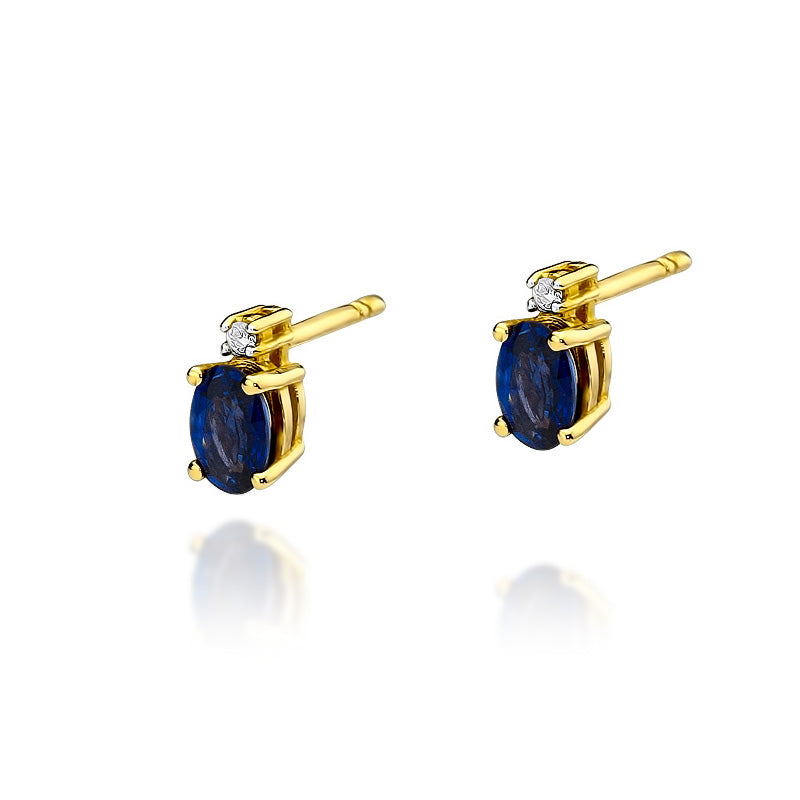 zlaté náušnice s 0,70ct safírem a 0,029ct diamanty k0001-sab-01
