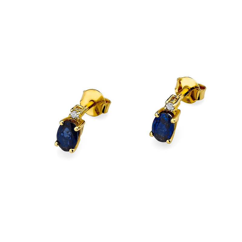 zlaté náušnice s 0,70ct safírem a 0,029ct diamanty k0001-sab-01