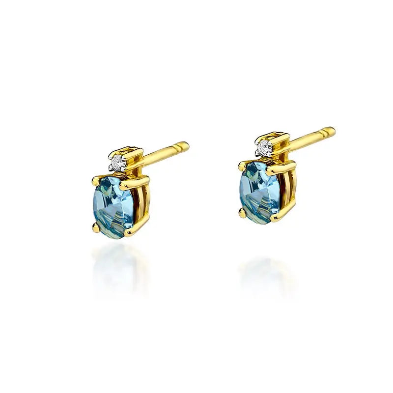 zlaté náušnice s topazem 0,50 ct a diamanty 0,029 ct k0001-tob-01