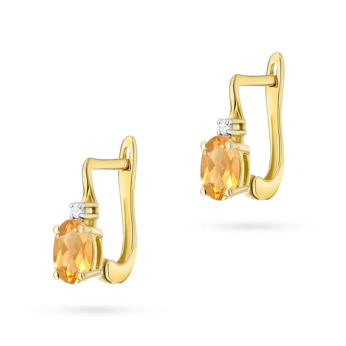 zlaté náušnice s 0,60 ct citrínem a diamanty k0011-ciy-01