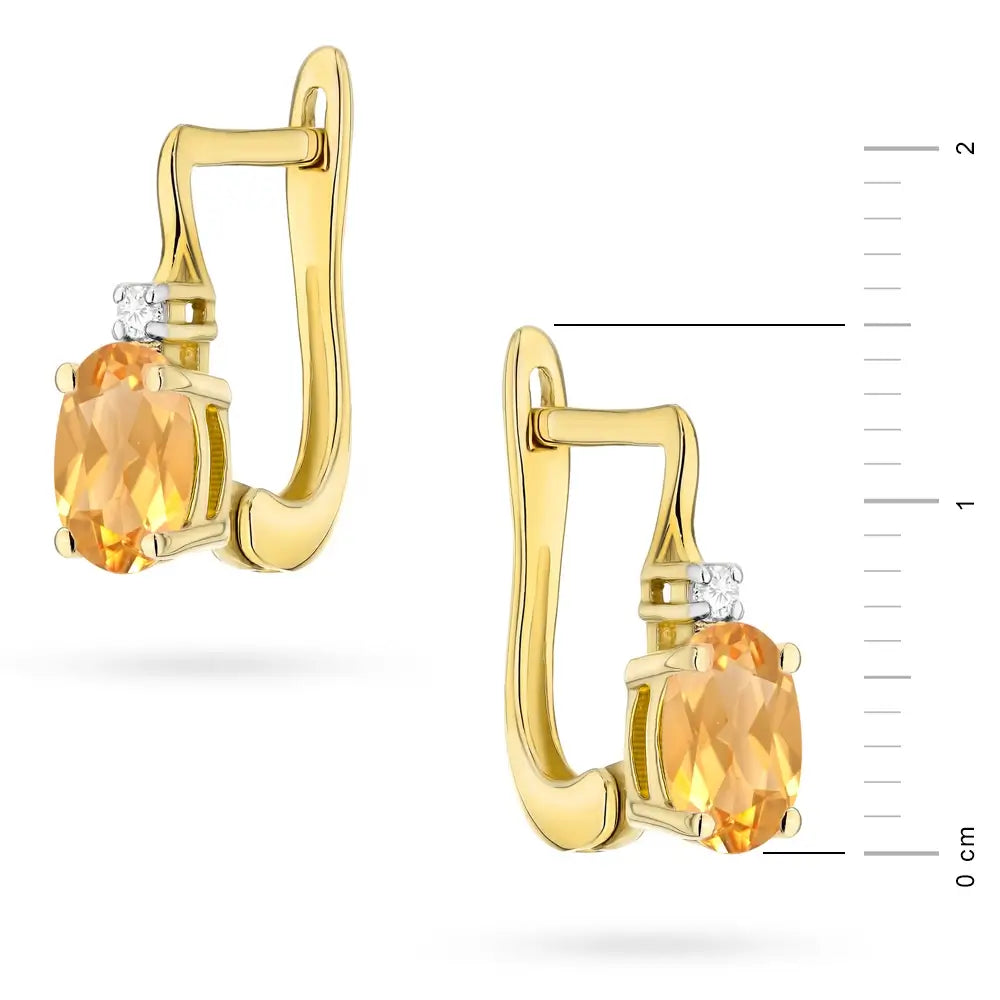 zlaté náušnice s 0,60 ct citrínem a diamanty k0011-ciy-01