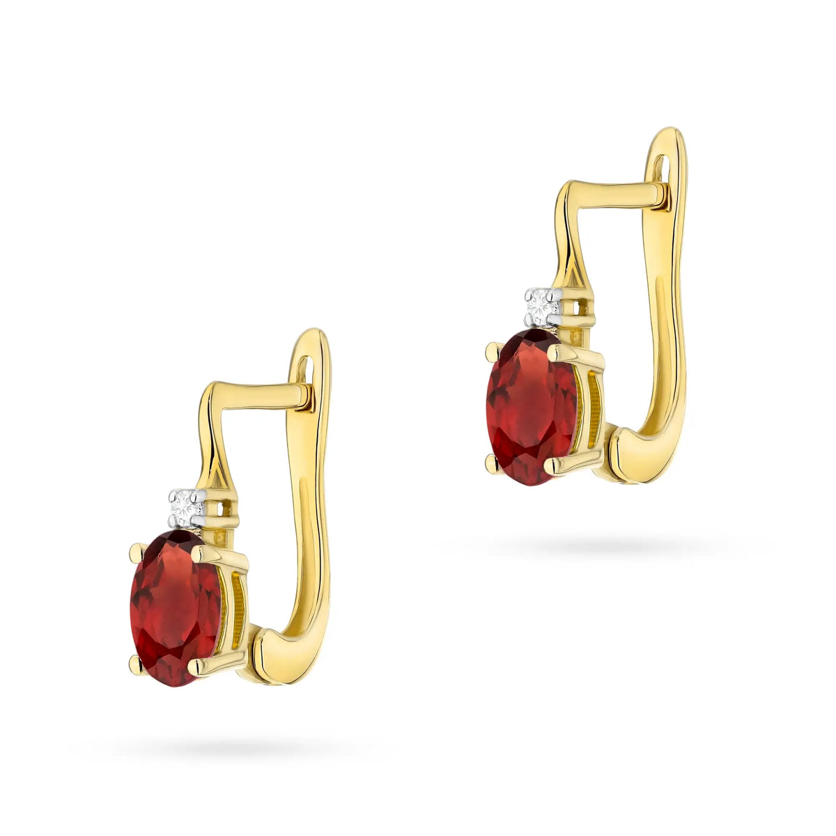 zlaté náušnice s 0,50 ct granátem a diamanty k0011-gar-01