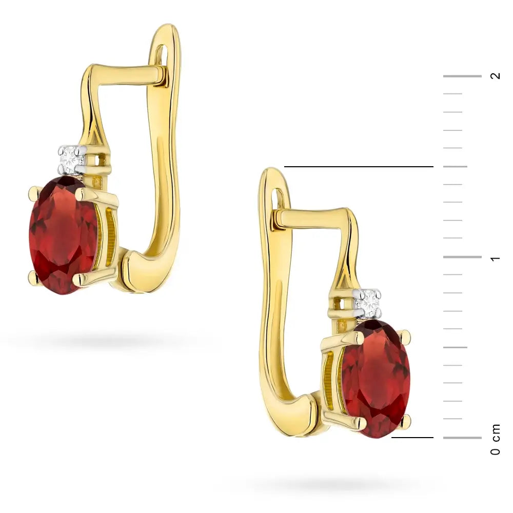 zlaté náušnice s 0,50 ct granátem a diamanty k0011-gar-01