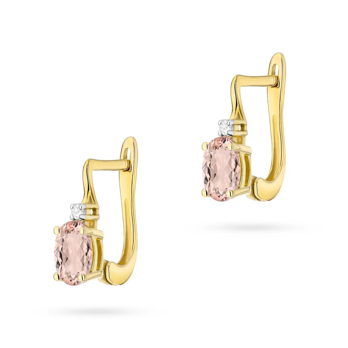 zlaté náušnice s 0,40ct morganitem a diamanty k0011-mop-01