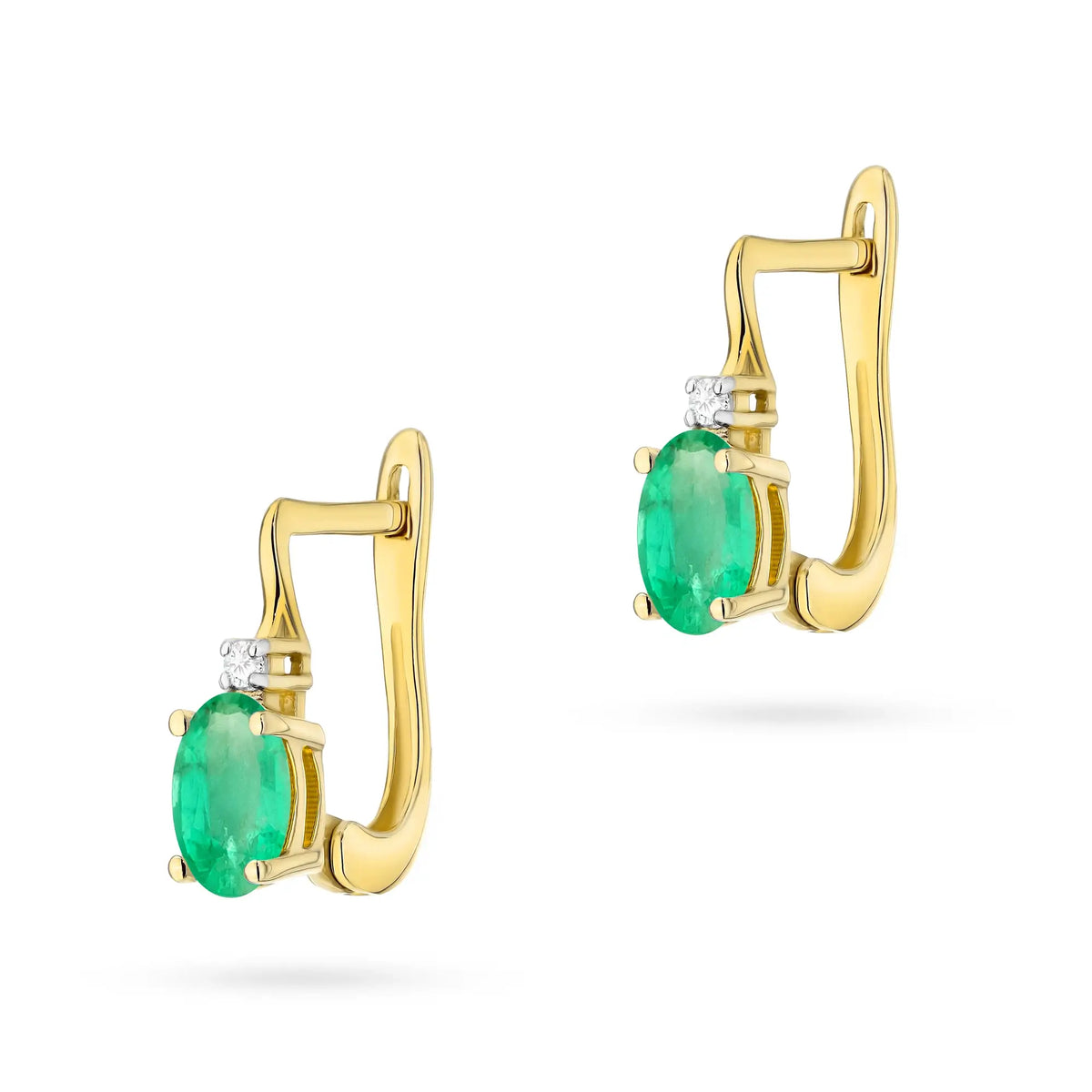zlaté náušnice s 0,40ct smaragdem a diamanty k0011-emg-01