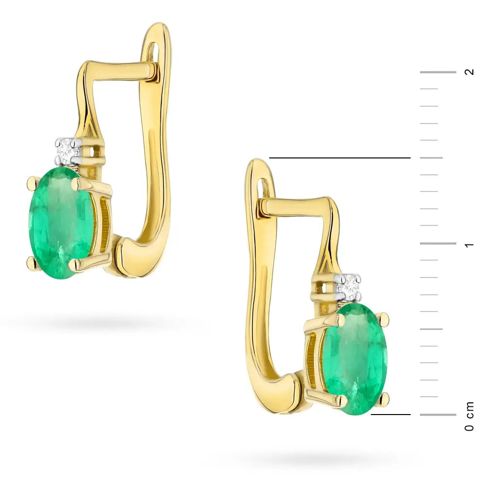 zlaté náušnice s 0,40ct smaragdem a diamanty k0011-emg-01
