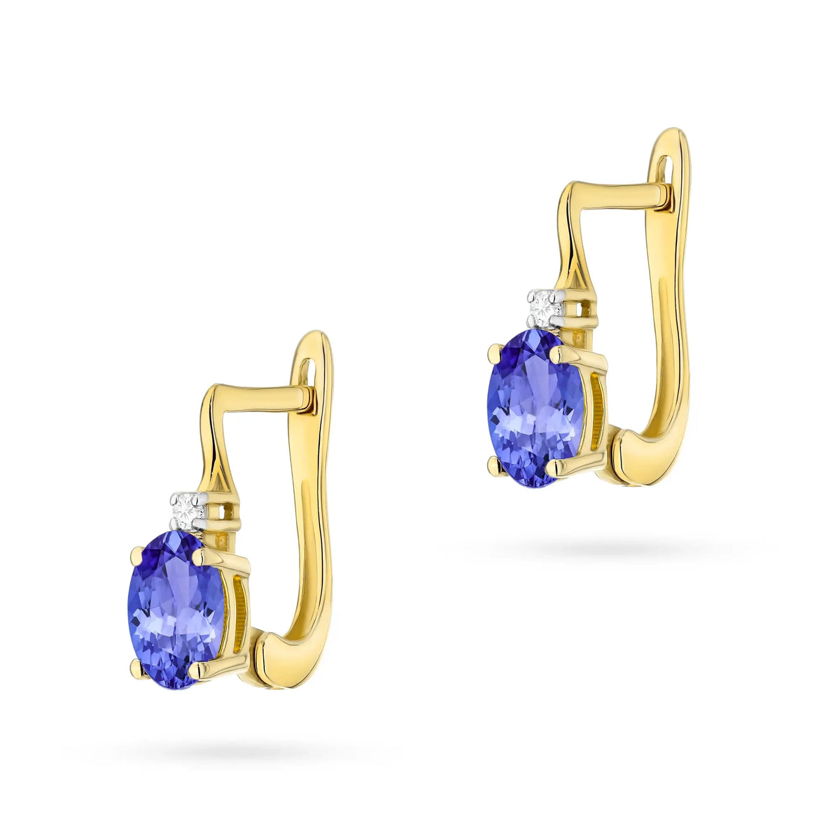Zlaté náušnice s 0,40ct tanzanitem a diamanty