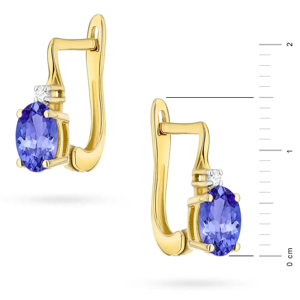 Zlaté náušnice s 0,40ct tanzanitem a diamanty