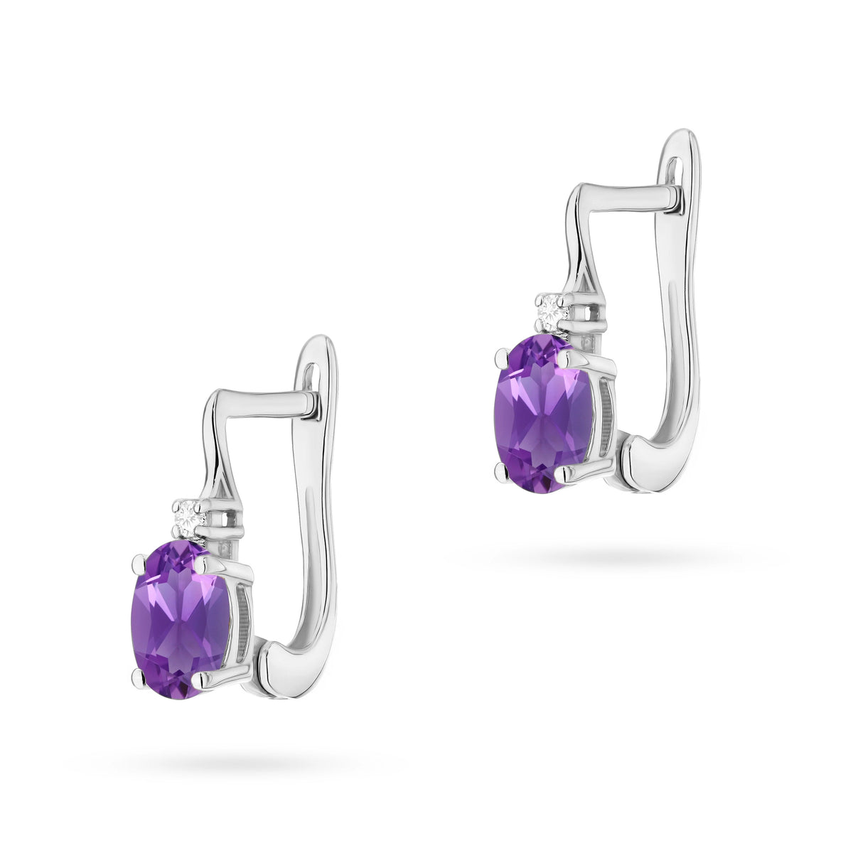 zlaté náušnice s 0,40ct ametystem a diamanty k0011-amv-01