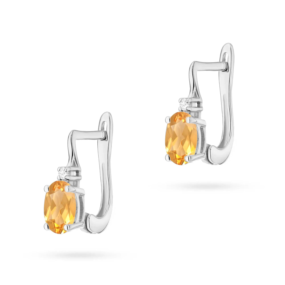 zlaté náušnice s 0,60 ct citrínem a diamanty k0011-ciy-01