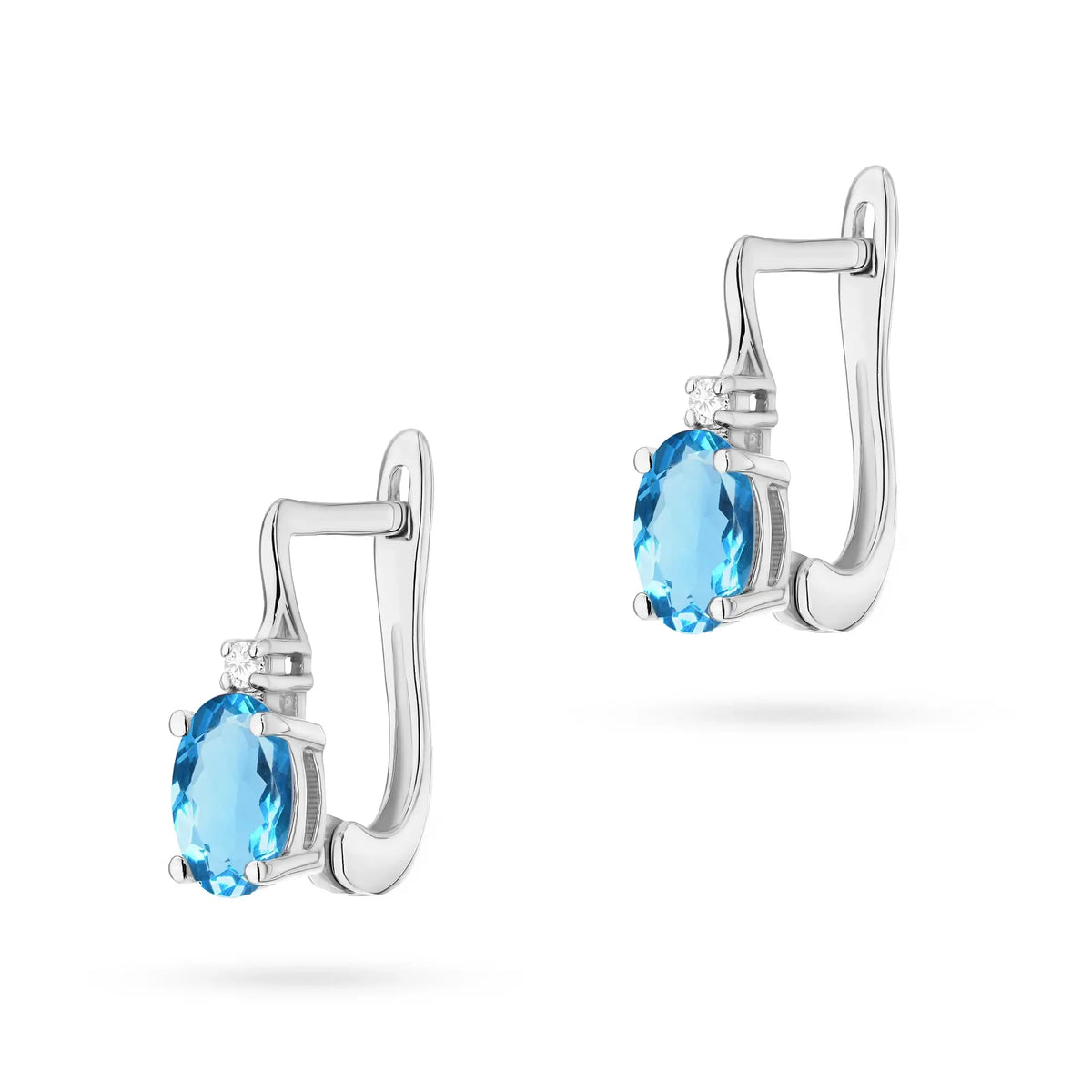 Zlaté náušnice s topazem 0,50 ct a diamanty