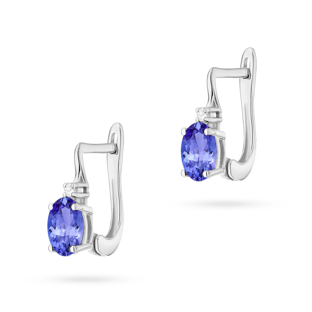Zlaté náušnice s 0,40ct tanzanitem a diamanty