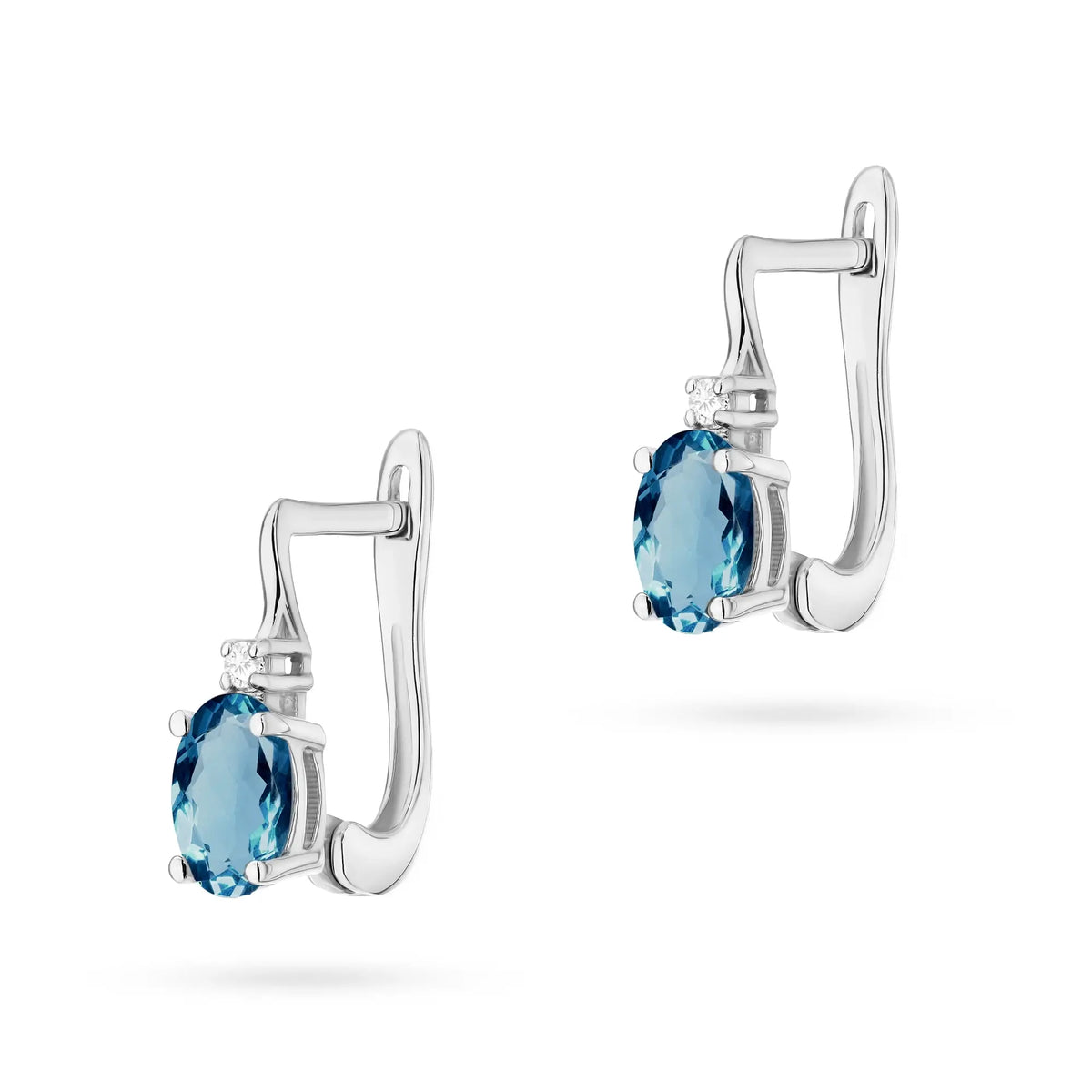 Zlaté náušnice s 0,50ct topazem London Blue a diamanty