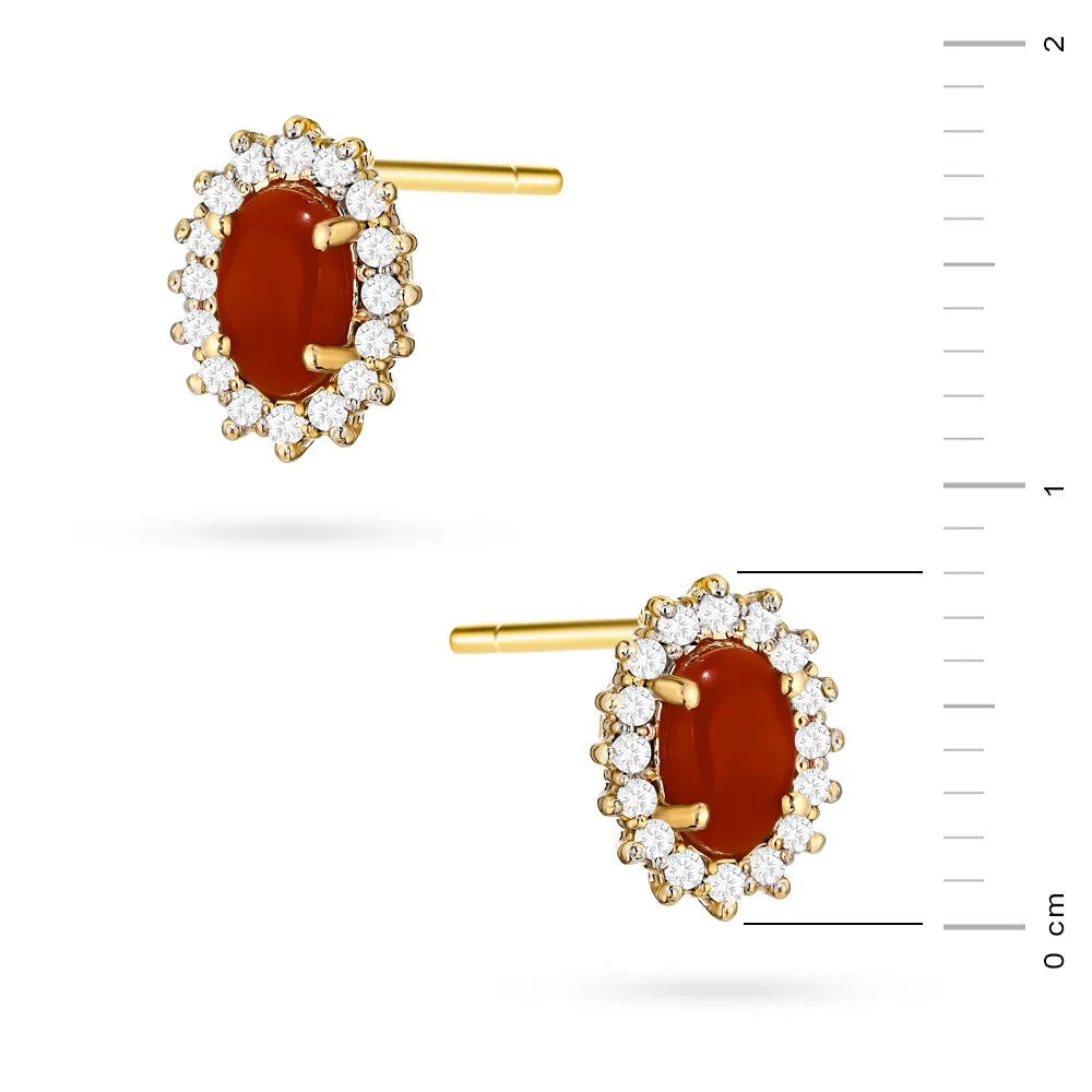 zlaté náušnice s 2 x 0,20 ct korálem a 0,16 ct doplňkovými diamanty k0569-cor-01