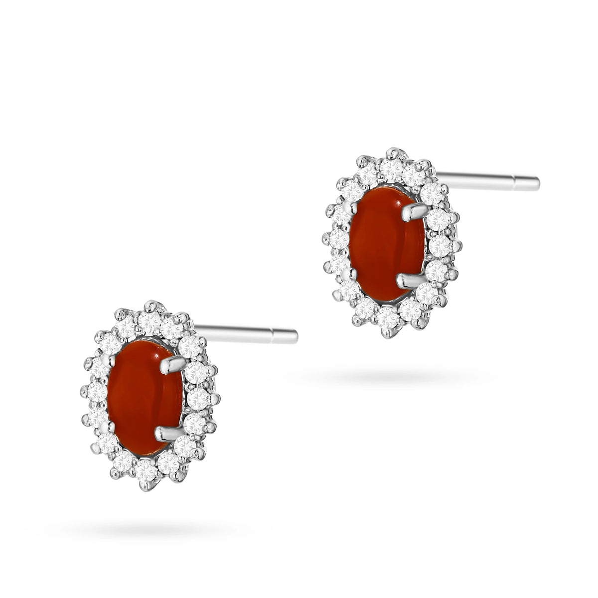 zlaté náušnice s 2 x 0,20 ct korálem a 0,16 ct doplňkovými diamanty k0569-cor-01