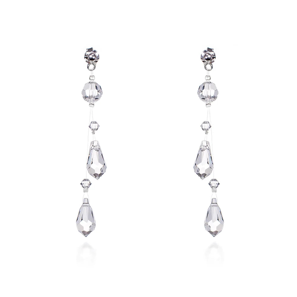 klasické stříbrné svatební náušnice se Swarovski krystaly kw049