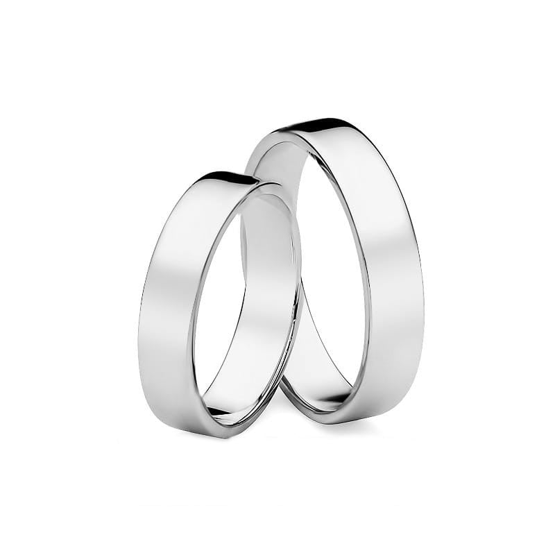 Classic Flat White Gold Wedding Bands Rings 4 and 5mm