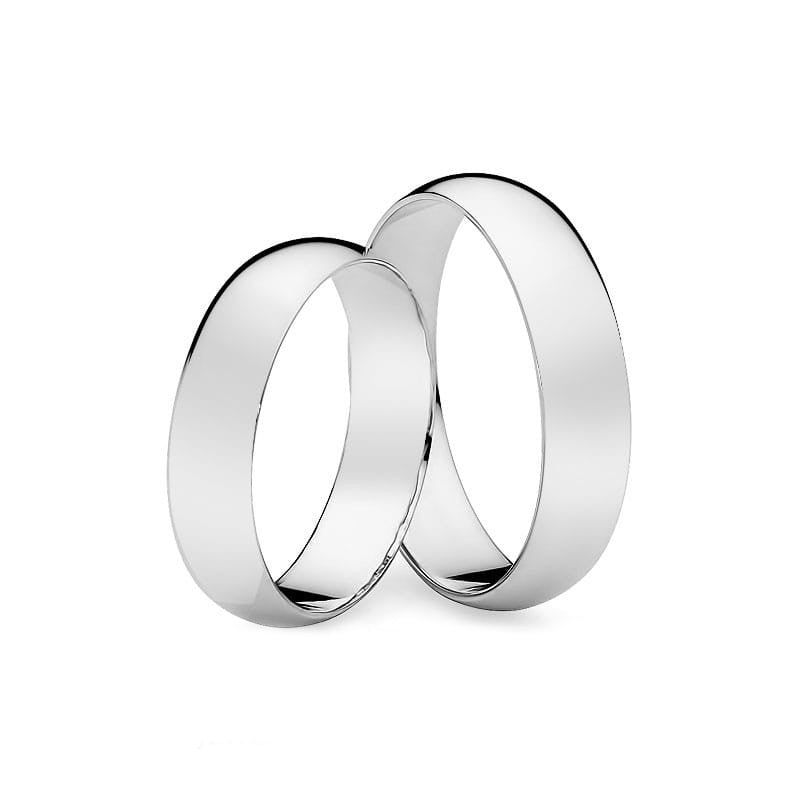 Classic Half-round White Gold Wedding Bands Rings 5mm