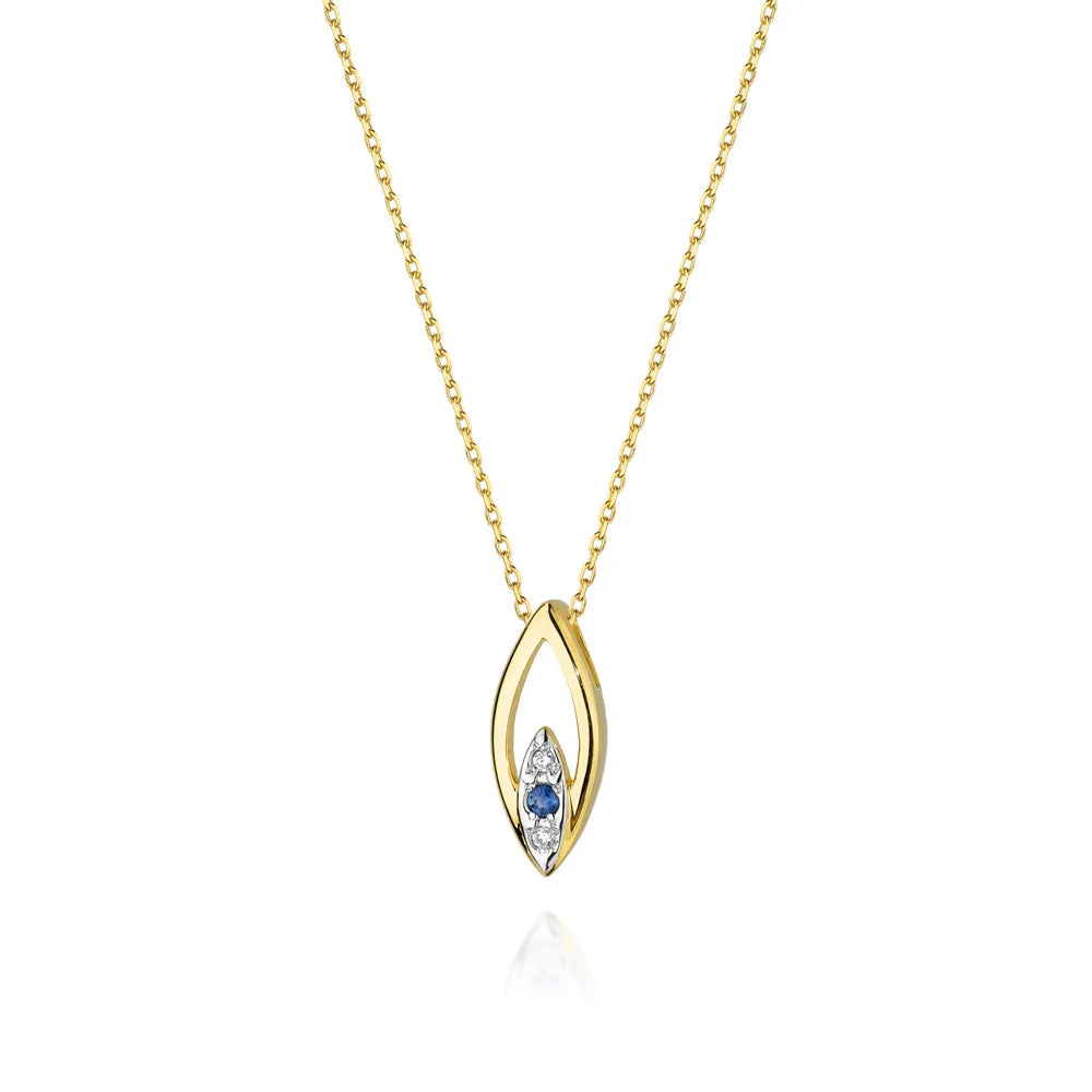 zlatý náhrdelník s diamanty 0,03 ct a safírem 0,05 ct n0031 sab 01