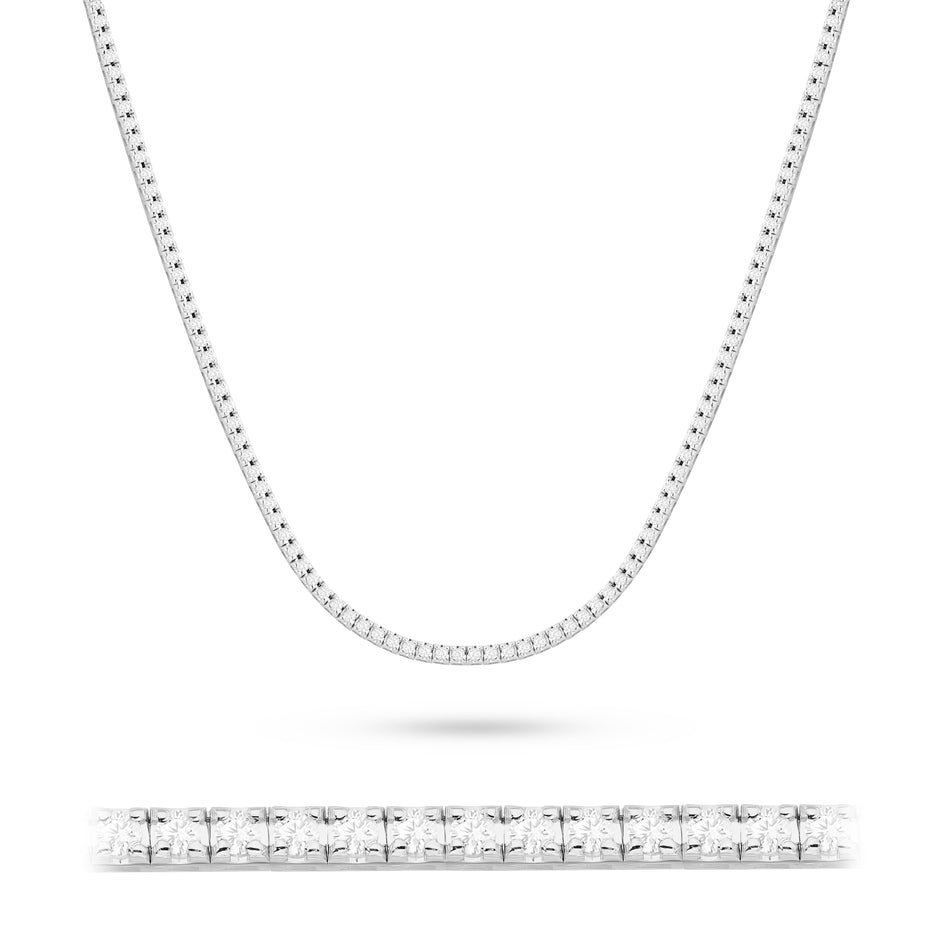 Tenisový náhrdelník z bílého zlata s 169 round lab-grown diamanty – 3.38ct