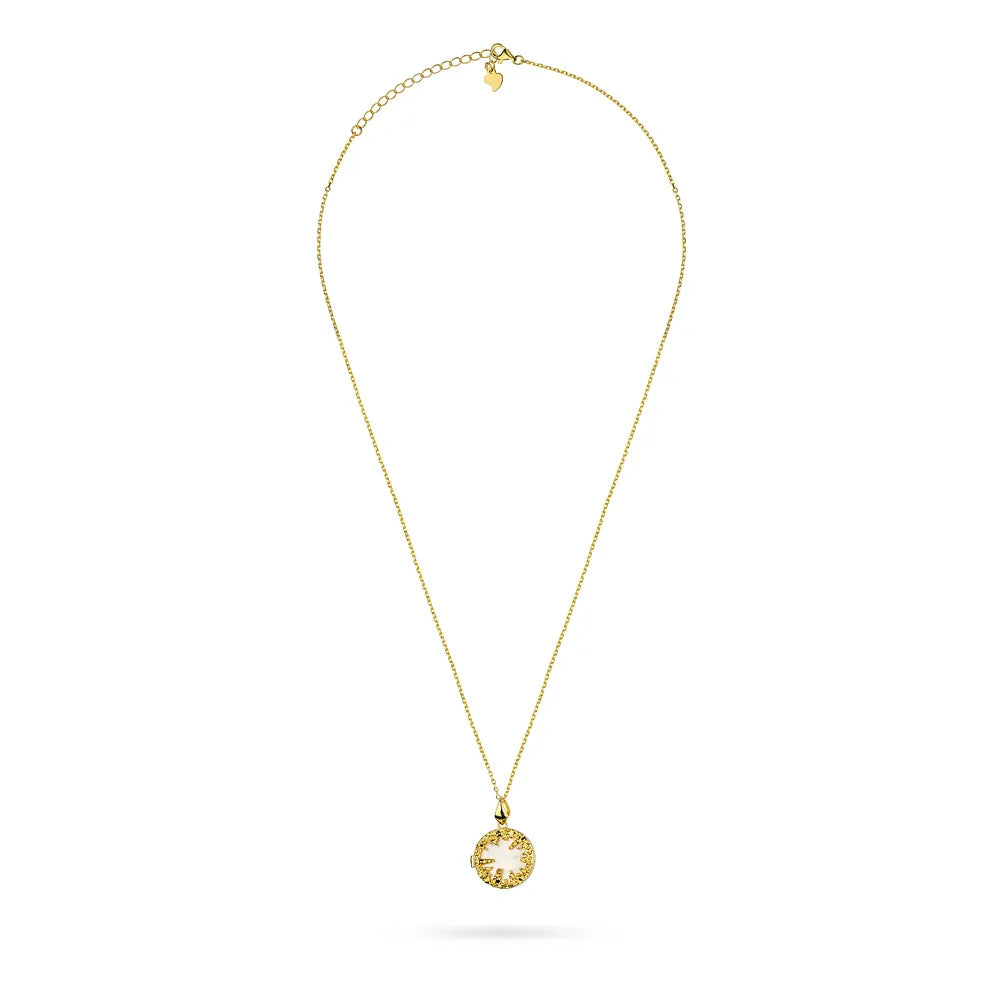 stříbrný náhrdelník pozlacený zlatem s perletí n487 925-z