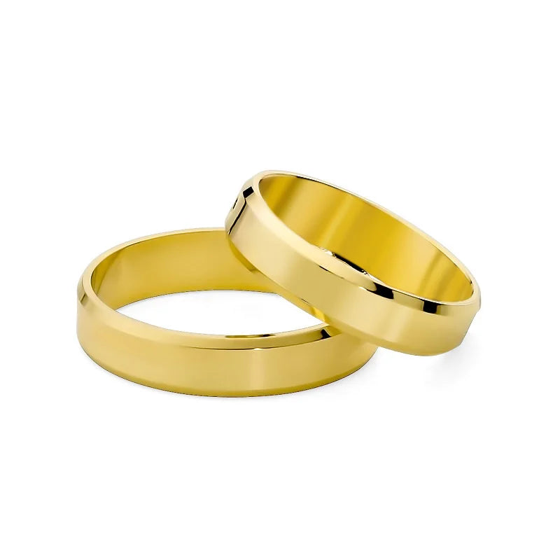 Klasické ploché snubní prsteny se zlatou drážkou 4mm
