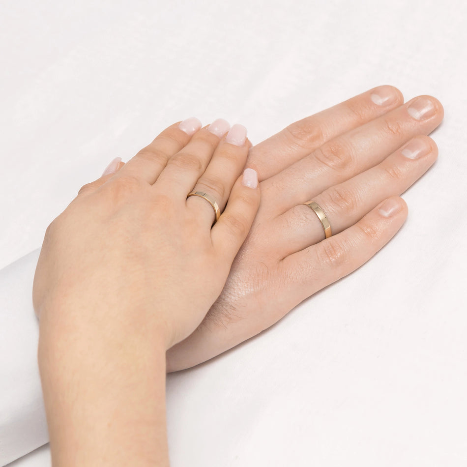 Klasické Plochý snubní prsteny z bílého zlata 3 mm