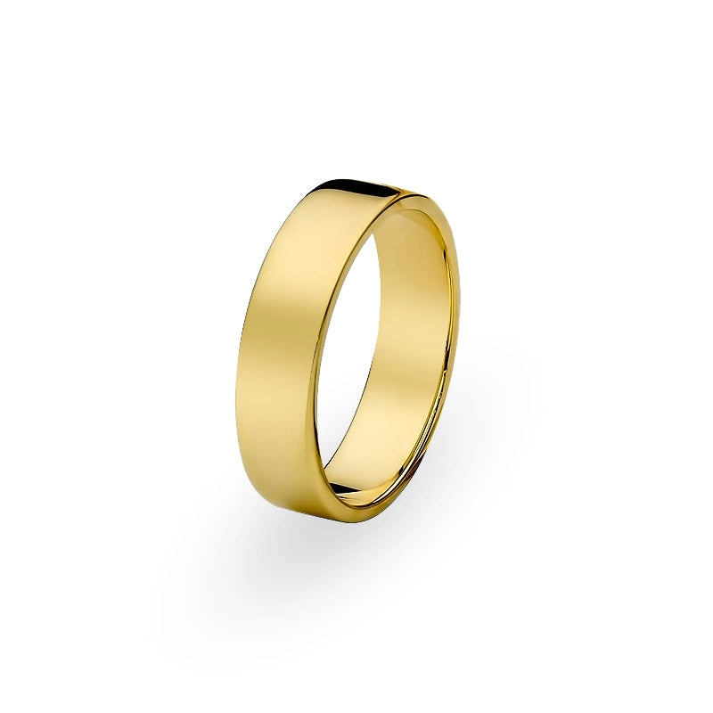 Klasický plochý jednoduchý zlatý snubní prsten 6mm