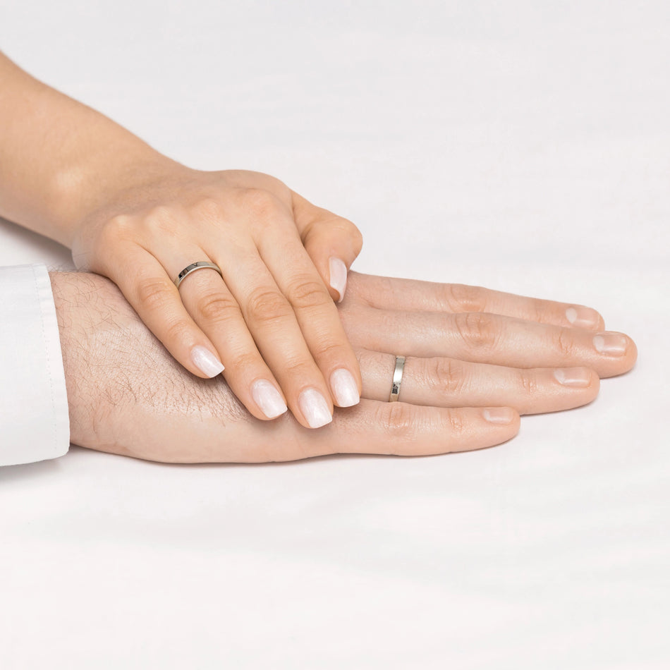 Classic Flat Single White Gold Wedding Band Ring 2mm