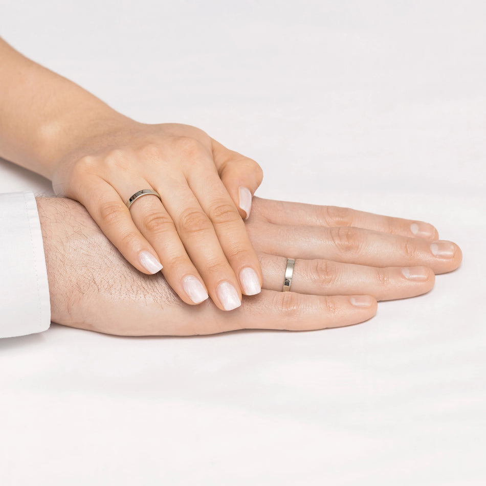 Klasický Plochý jednoduchý snubní prsten z bílého zlata 3 mm