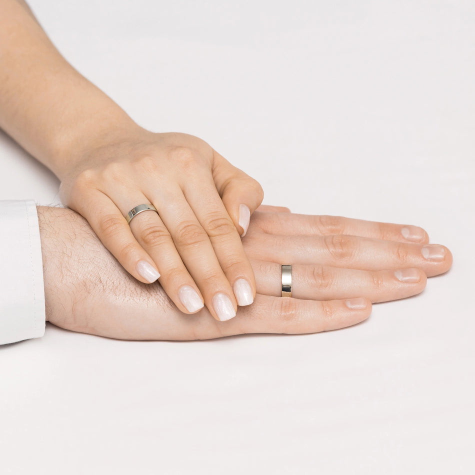 Classic Flat White Gold Wedding Bands Rings 4 and 5mm