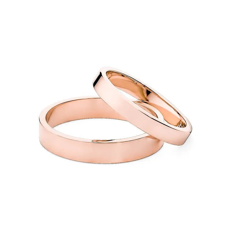 Klasické ploché zlaté snubní prsteny 3 a 4 mm