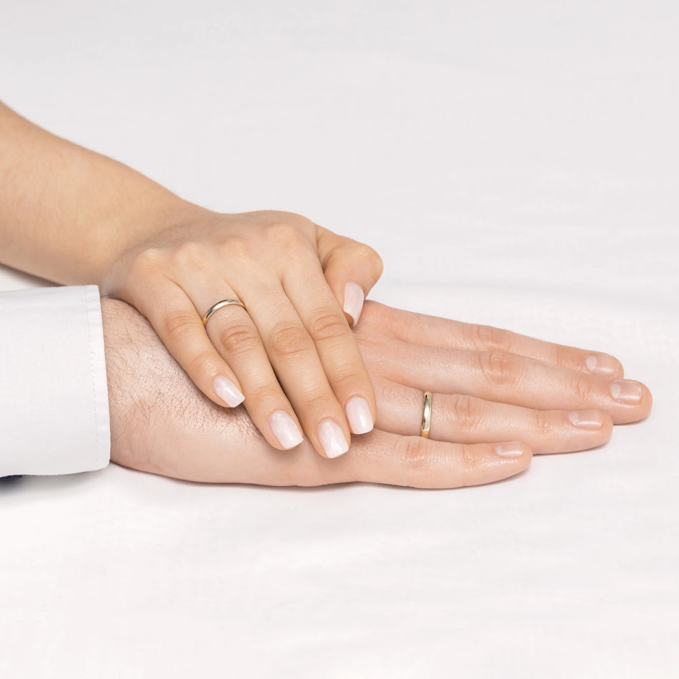 Klasický půlkulatý jednoduchý zlatý snubní prsten 3mm