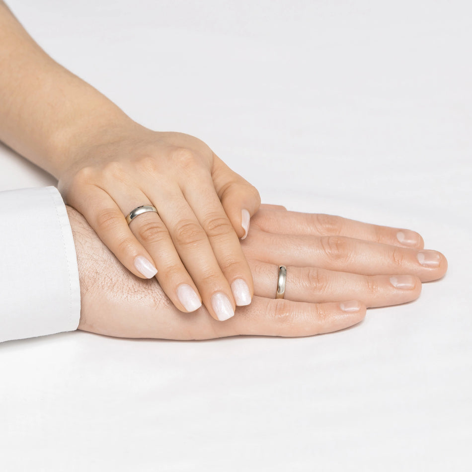 Classic Half-round Single White Gold Wedding Band Ring 4mm