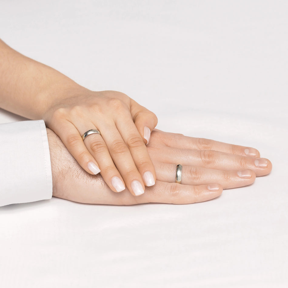 Classic Half-round Single White Gold Wedding Band Ring 5mm