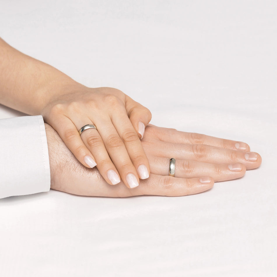 Classic Half-round Single White Gold Wedding Band Ring 6mm