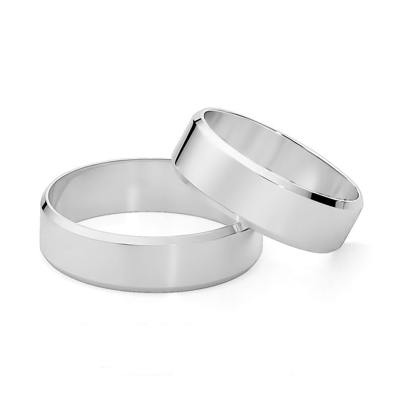 Klasické ploché snubní prsteny se zlatou drážkou 6 mm