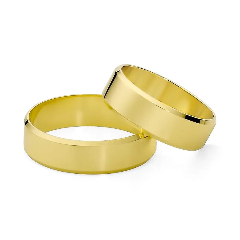 Klasické ploché snubní prsteny se zlatou drážkou 6 mm