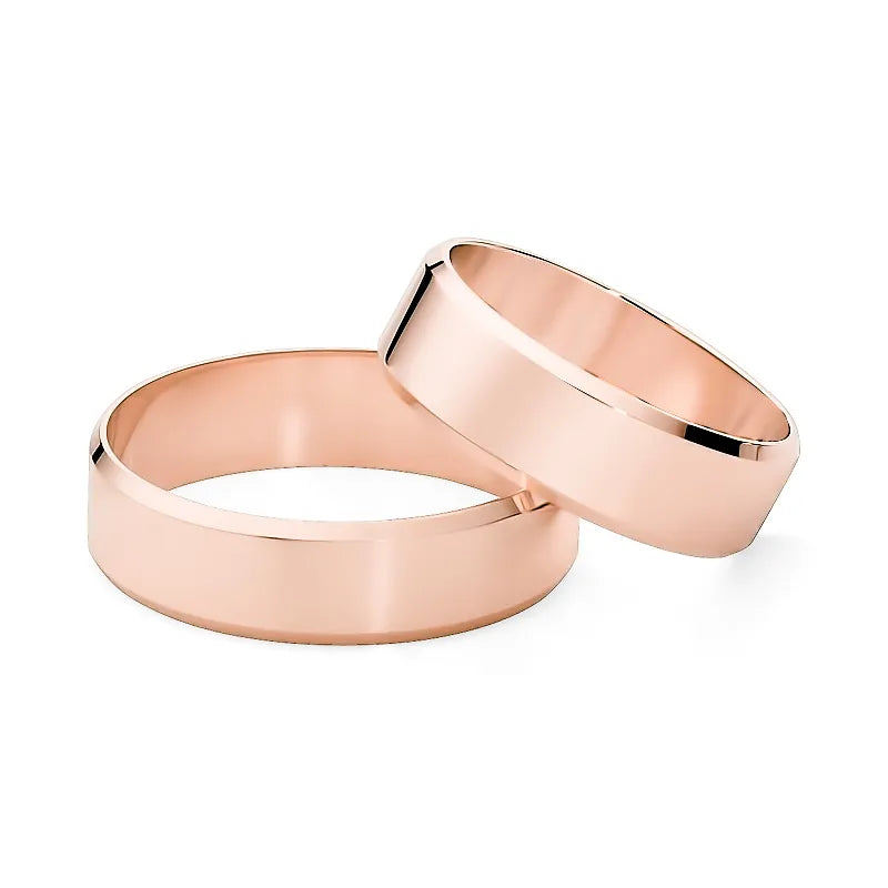 Klasické ploché snubní prsteny se zlatou drážkou 6 mm