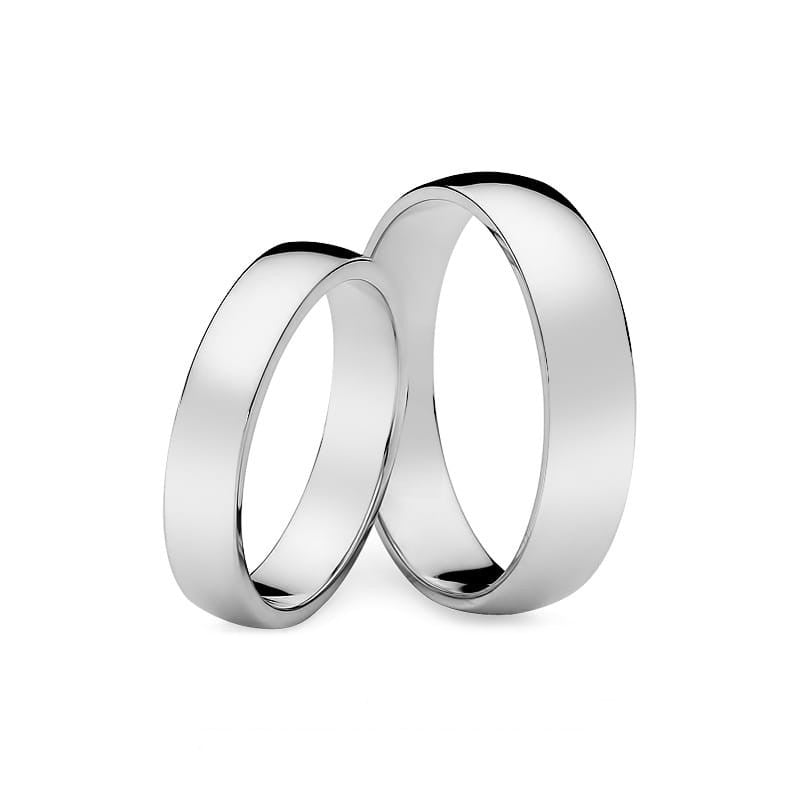Classic Slightly Rounded White Gold Wedding Bands Rings 4 and 5mm
