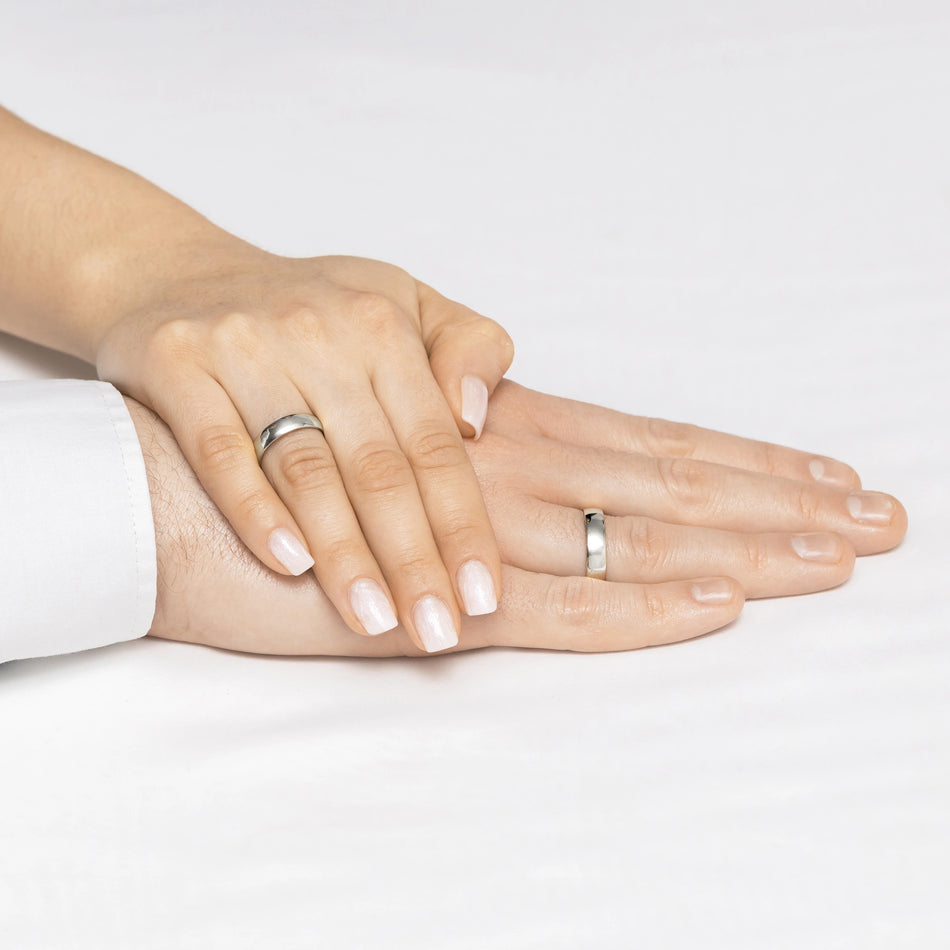 Classic Slightly Rounded White Gold Wedding Bands Rings 4 and 5mm