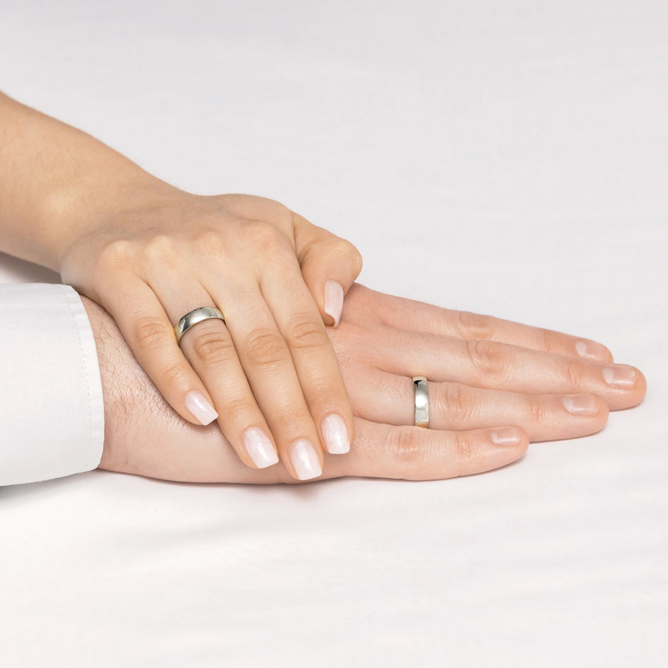 Classic Slightly Rounded White Gold Wedding Bands Rings 5mm