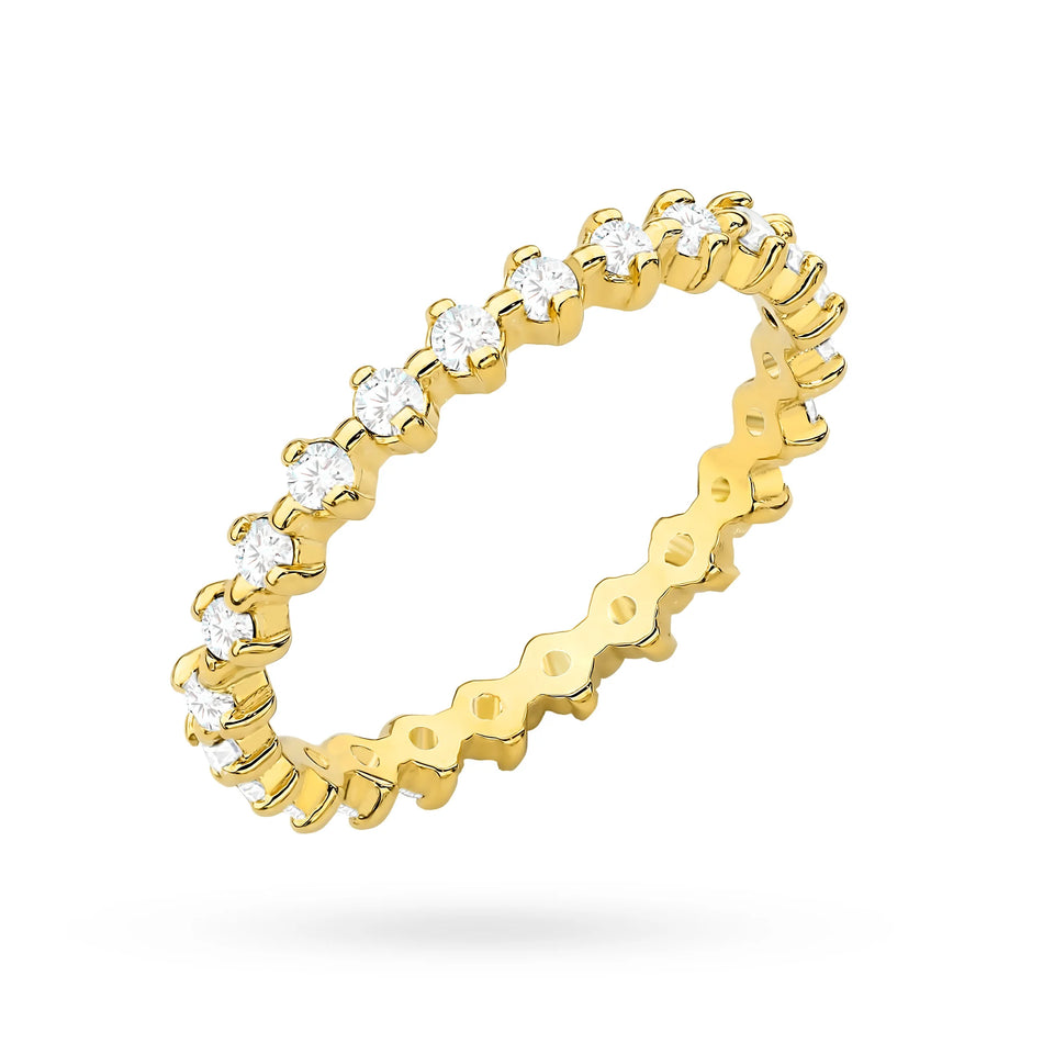 Zlatý prsten s bílými zirkony