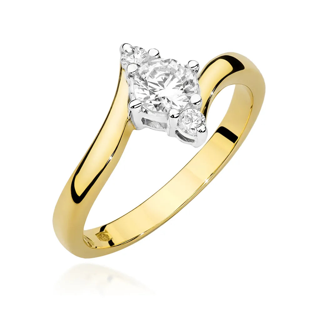zlatý prsten s 0,60ct bílým safírem a diamanty p038-585-bs0-60