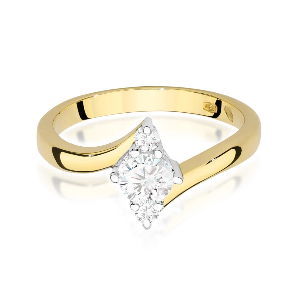 zlatý prsten s 0,60ct bílým safírem a diamanty p038-585-bs0-60