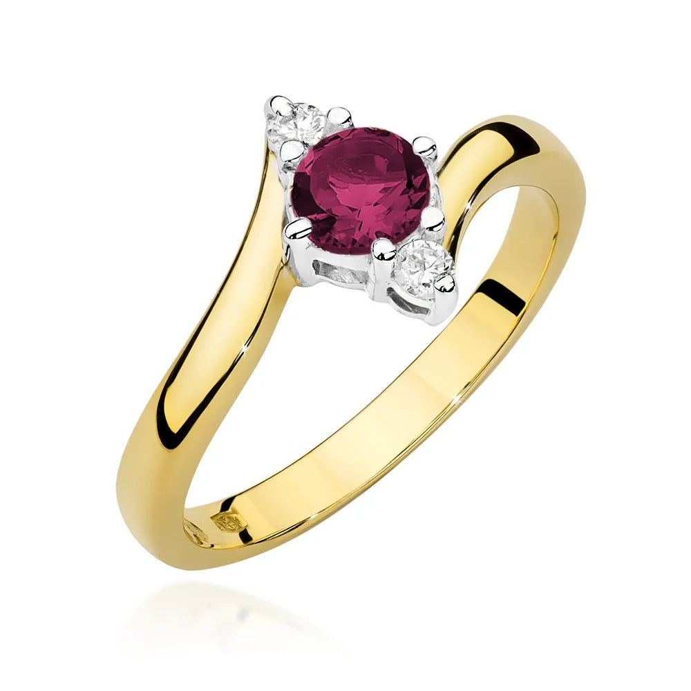 zlatý prsten s 0,60ct rubínem a diamanty p038-585-r0-60