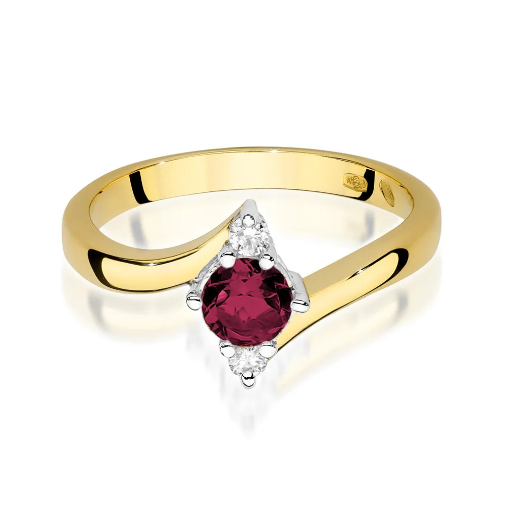 zlatý prsten s 0,60ct rubínem a diamanty p038-585-r0-60