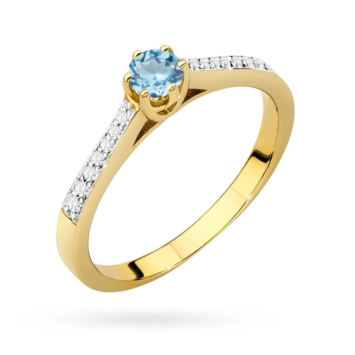 zlatý prsten s topazem 0,25 ct a diamanty 0,092 ct p157 585 t0,25